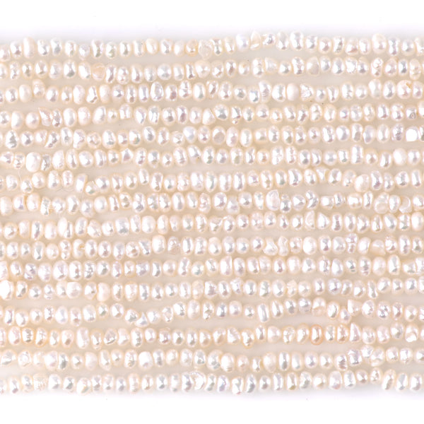 Freshwater Pearl 2.5mm White Potato Pearls - 15-16 Inch