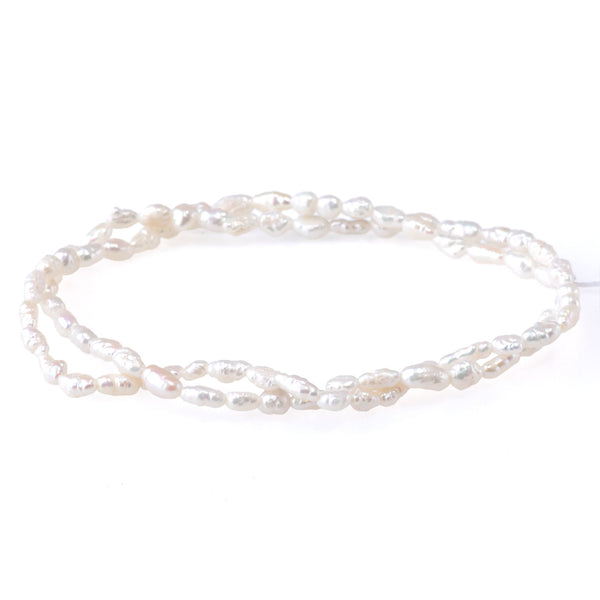 Freshwater Pearl 3-5mm White Crispy Rice Pearls - 15-16 Inch