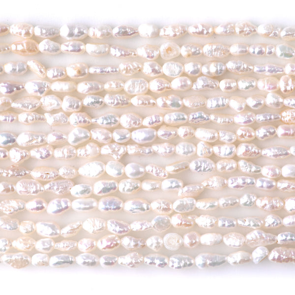 Freshwater Pearl 3-5mm White Crispy Rice Pearls - 15-16 Inch