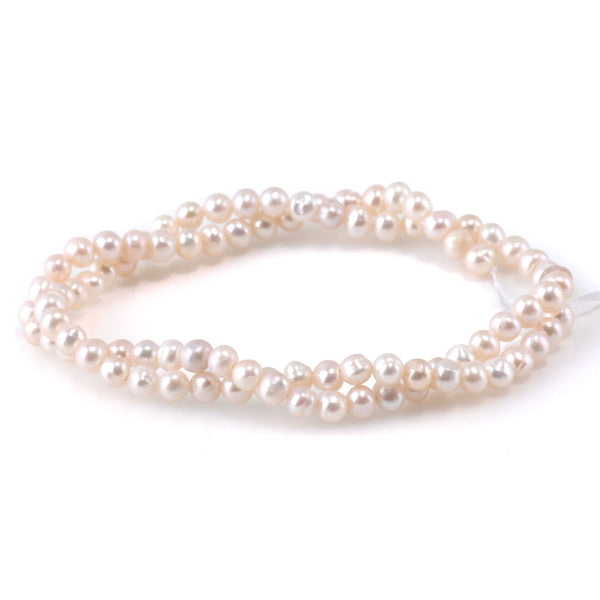 Freshwater Pearl 4-5mm White Potato Beads - 15-16 Inch