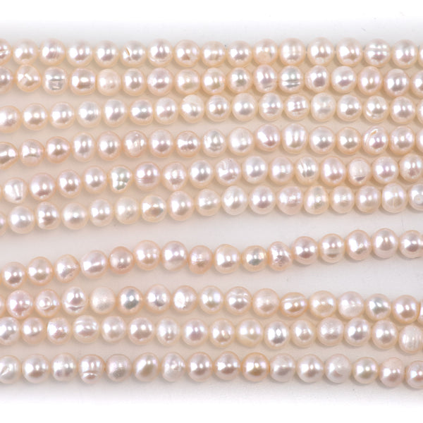 Freshwater Pearl 4-5mm White Potato Beads - 15-16 Inch