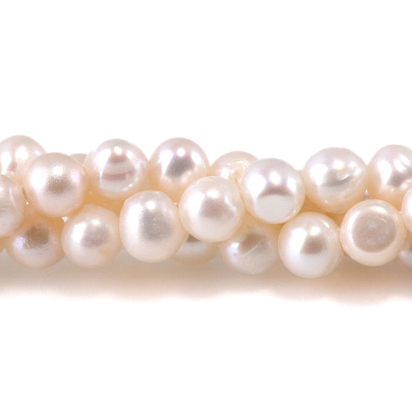 Freshwater Pearl 4-5mm White Potato Beads - 15-16 Inch