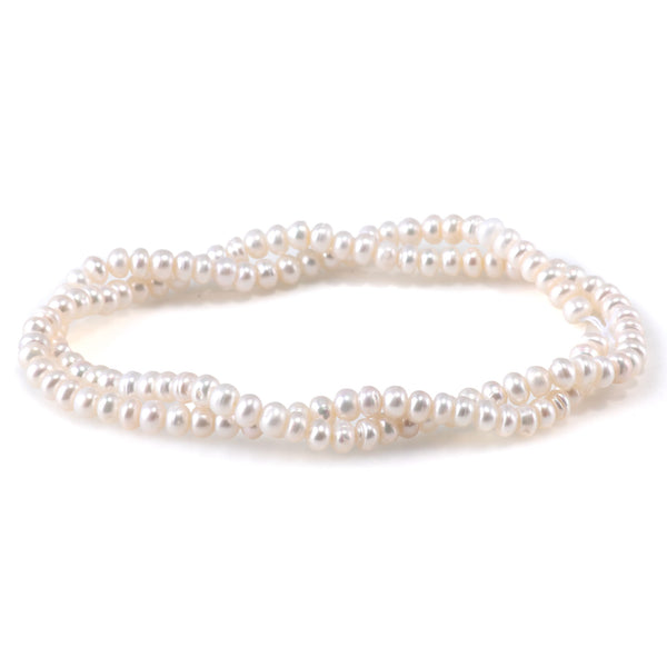 Freshwater Pearl 4-5mm White Rondelle Beads - 15-16 Inch