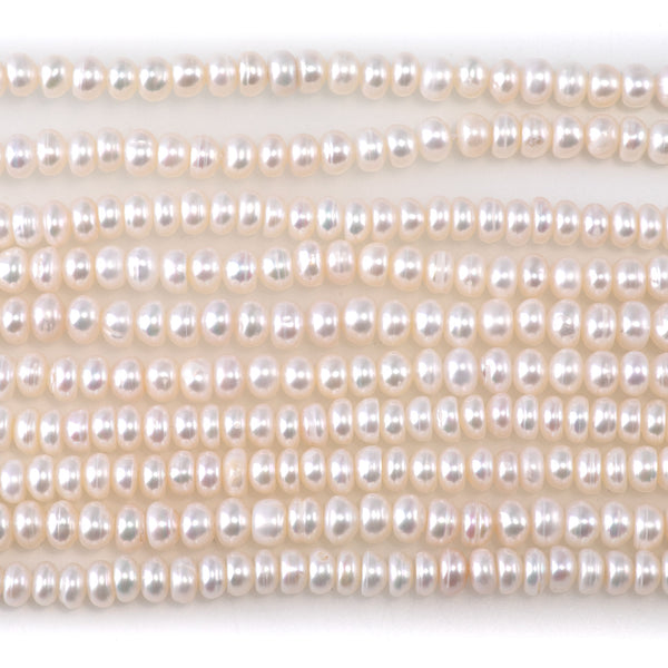 Freshwater Pearl 4-5mm White Rondelle Beads - 15-16 Inch