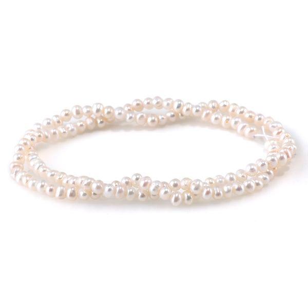 Freshwater Pearl 4mm White Potato Beads - 15-16 Inch