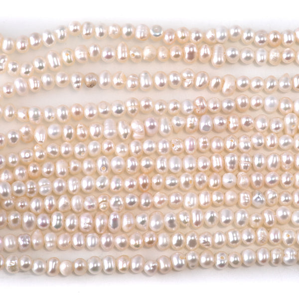 Freshwater Pearl 4mm White Potato Beads - 15-16 Inch