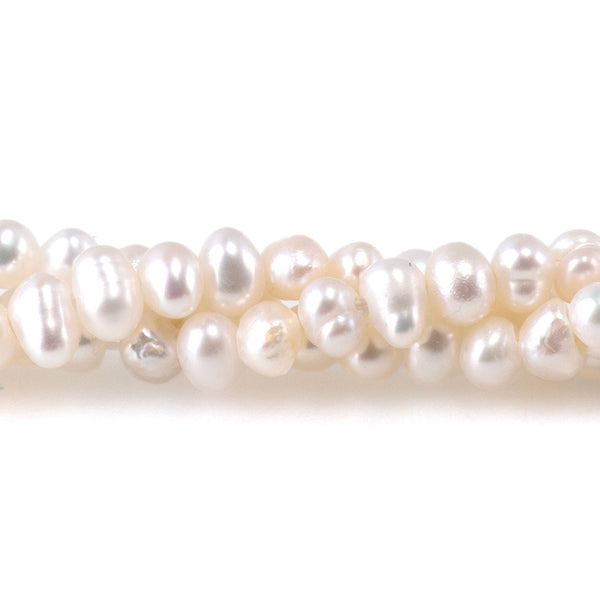 Freshwater Pearl 4mm White Potato Beads - 15-16 Inch