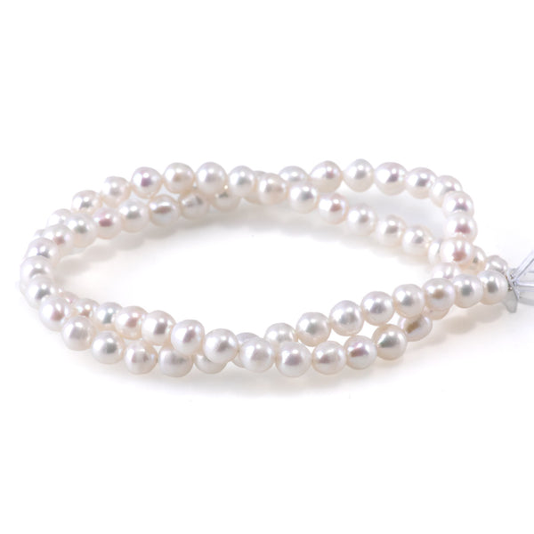 Freshwater Pearl 5-6mm White Rice Nugget Beads - 15-16 Inch