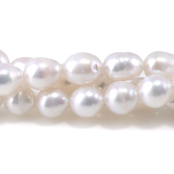 Freshwater Pearl 5-6mm White Rice Nugget Beads - 15-16 Inch