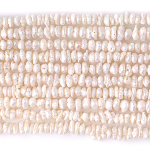 Freshwater Pearl 5mm White Crispy Chip Pearls - 15-16 Inch