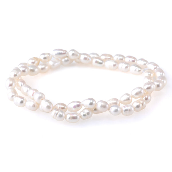 Freshwater Pearl 5x6-7mm White Potato Pearls - 15-16 Inch