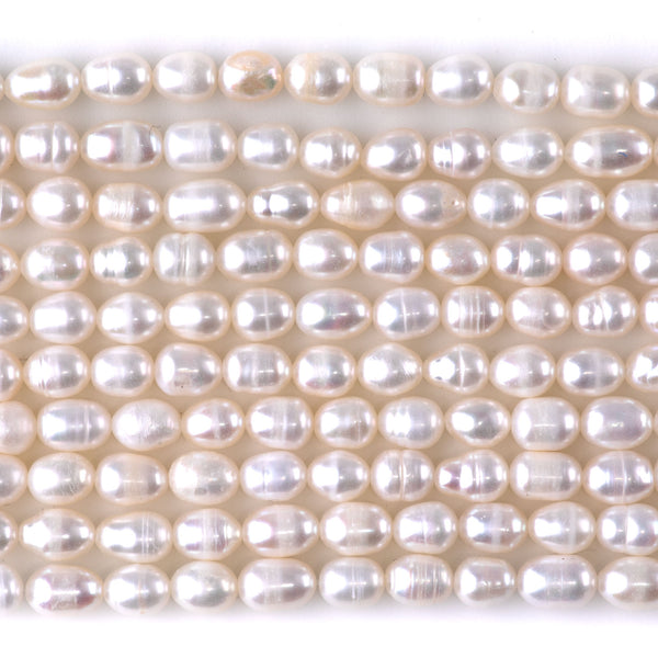 Freshwater Pearl 5x6-7mm White Potato Pearls - 15-16 Inch