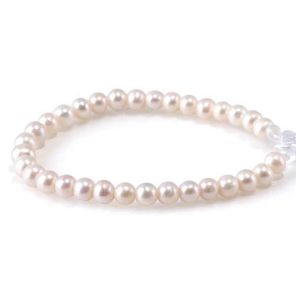 Freshwater Pearl 6-7mm White Potato Beads with 2mm Large Hole - 8 Inch