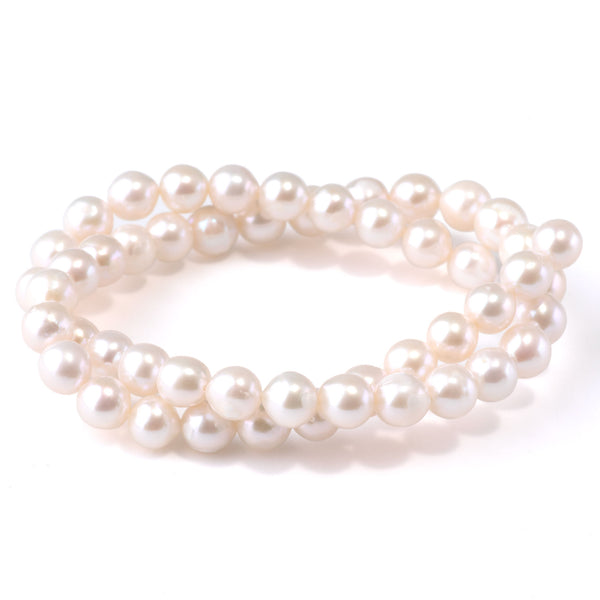Freshwater Pearl 8mm White Round Pearls - 15-16 Inch