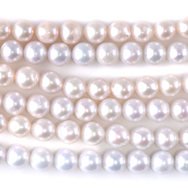Freshwater Pearl 8mm White Round Pearls - 15-16 Inch
