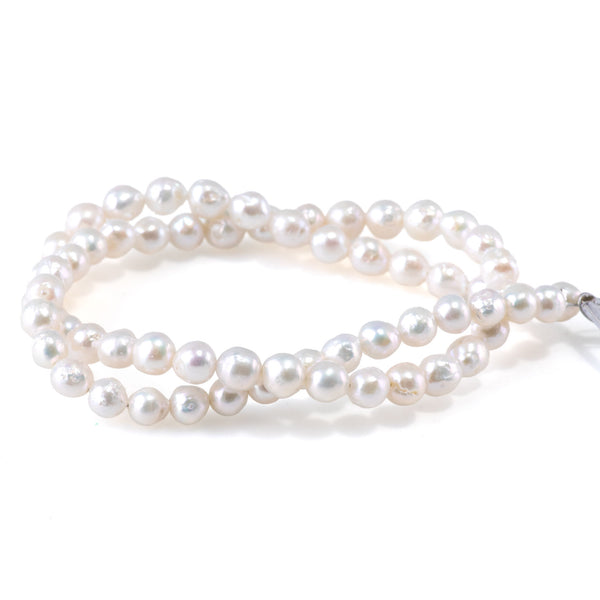 Freshwater Pearl 5-6mm White Potato Beads - 15-16 Inch