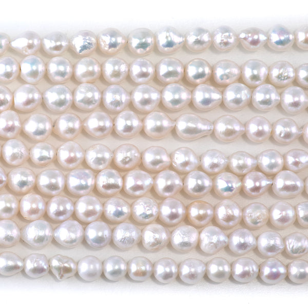 Freshwater Pearl 5-6mm White Potato Beads - 15-16 Inch