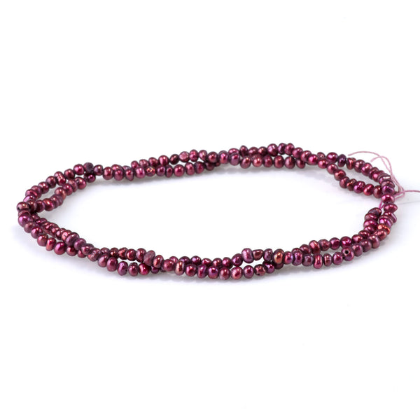 Freshwater Pearl 2.5-3mm Dark Pink Potato Beads - 15-16 Inch
