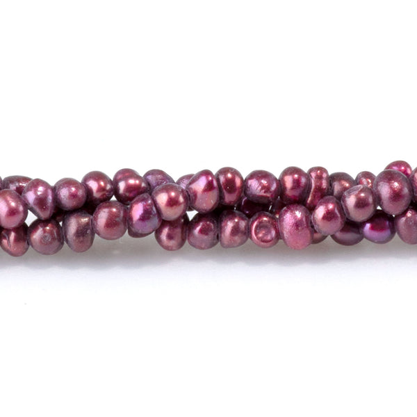 Freshwater Pearl 2.5-3mm Dark Pink Potato Beads - 15-16 Inch