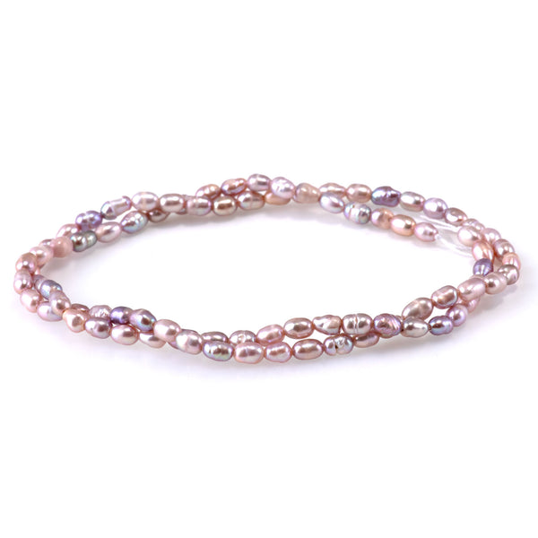 Freshwater Pearl 3-4mm Pink Rice Beads - 15-16 Inch