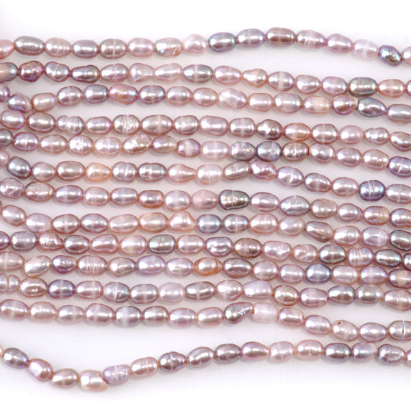 Freshwater Pearl 3-4mm Pink Rice Beads - 15-16 Inch