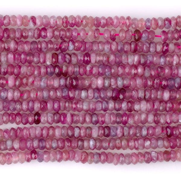 Pink Tourmaline 2x4mm Thin Faceted Rondelle A Grade - 15-16 Inch