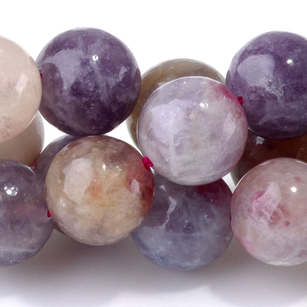 Pink Tourmaline with Leopidolite 10mm Round A Grade - 15-16 Inch