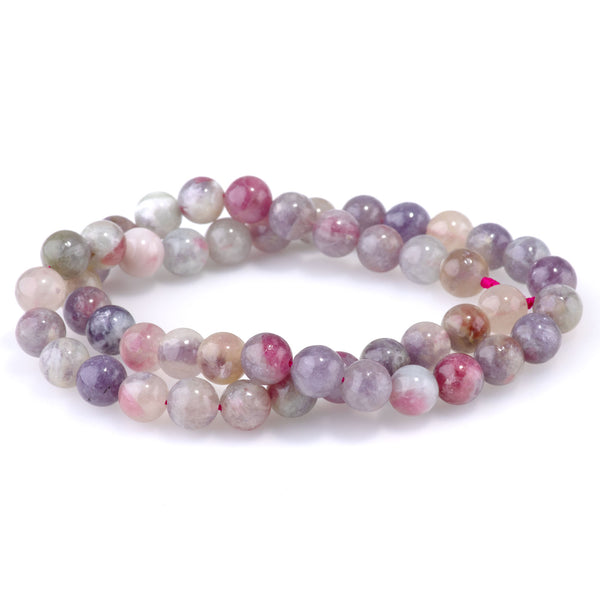 Pink Tourmaline with Leopidolite 8mm Round A Grade - 15-16 Inch