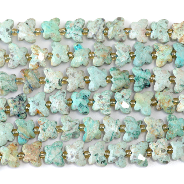 Peruvian Turquoise 10x8mm Faceted Butterfly A Grade - 15-16 Inch
