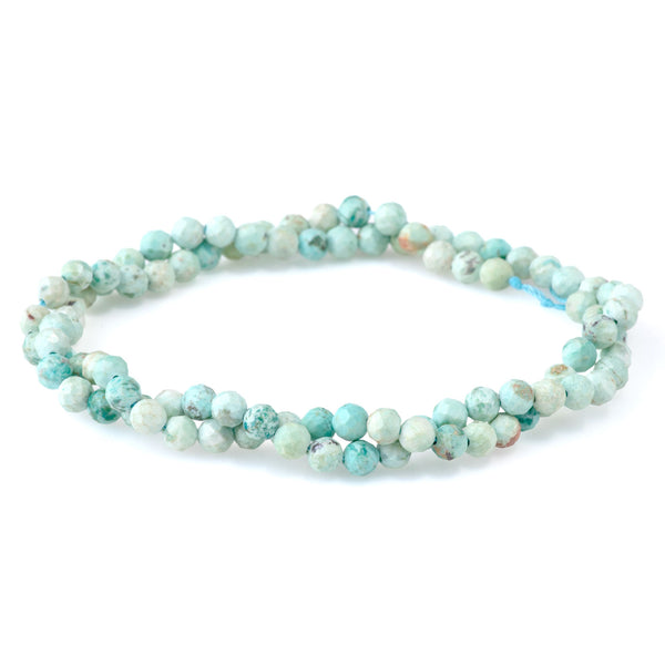 Peruvian Turquoise (Chrysocolla) 4mm Microfaceted Round - 15-16 Inch