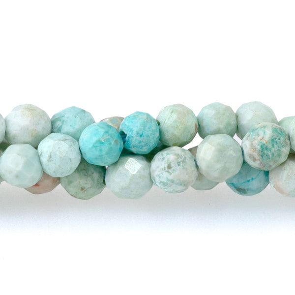 Peruvian Turquoise (Chrysocolla) 4mm Microfaceted Round - 15-16 Inch