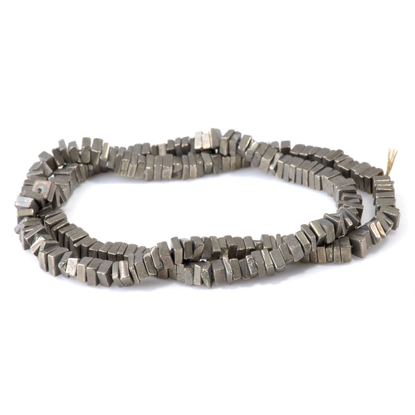 Pyrite 5mm Square Irregular Heishi - 15-16 Inch
