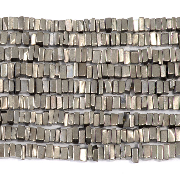 Pyrite 5mm Square Irregular Heishi - 15-16 Inch
