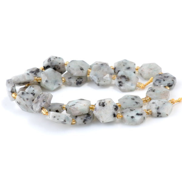 Kiwi Quartz 12x13mm Faceted Hexagon - 15-16 Inch