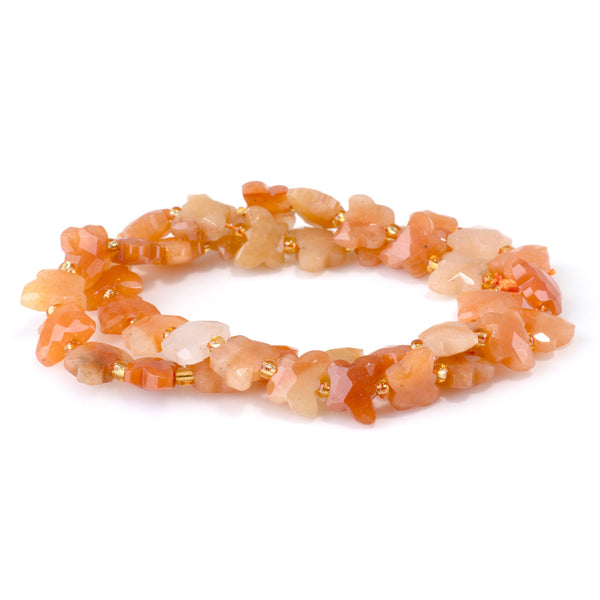 Red Aventurine 10x8mm Faceted Butterfly A Grade - 15-16 Inch
