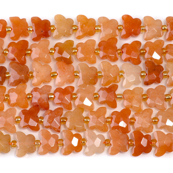 Red Aventurine 10x8mm Faceted Butterfly A Grade - 15-16 Inch