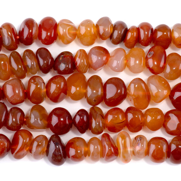 Red Agate 8x10-9x13mm Side Drilled Pebble - 15-16 Inch