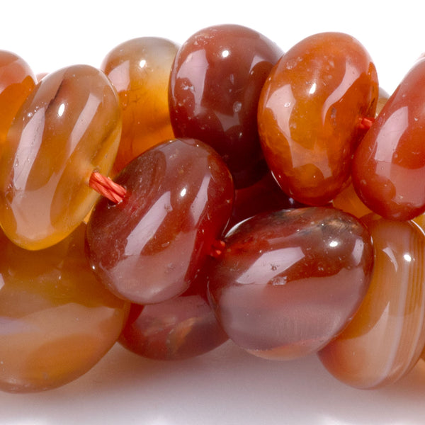 Red Agate 8x10-9x13mm Side Drilled Pebble - 15-16 Inch