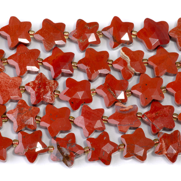 Red Jasper 14mm Faceted Star - 15-16 Inch