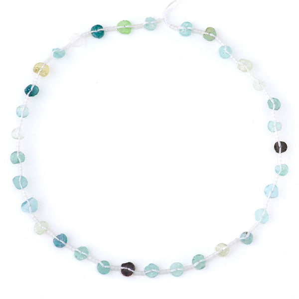Roman Glass 4-15mm Center Drilled Coin - 14-15 Inch