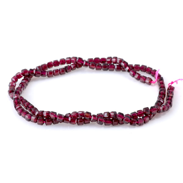 Red Garnet 3mm Table Cut Faceted Cube A Grade Beads - 15-16 Inch