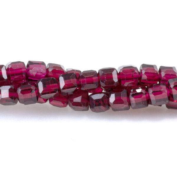 Red Garnet 3mm Table Cut Faceted Cube A Grade Beads - 15-16 Inch