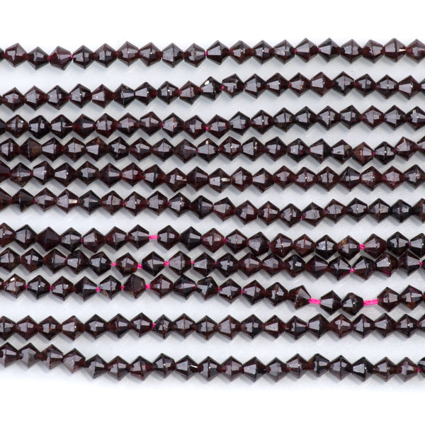 Red Garnet 4mm Faceted Bicone - 15-16 Inch
