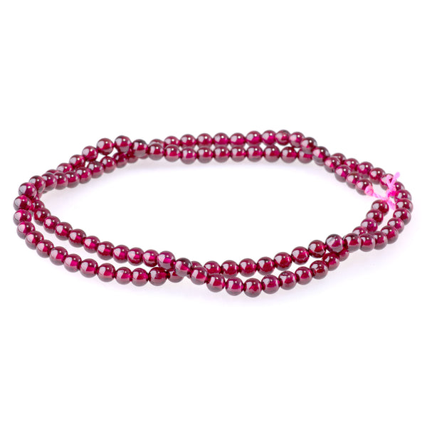 Red Garnet 4mm Round AA Grade Beads - 15-16 Inch