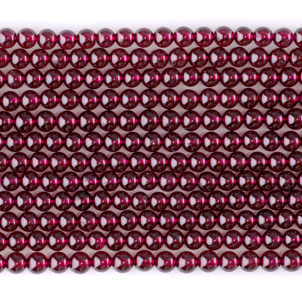 Red Garnet 4mm Round AA Grade Beads - 15-16 Inch