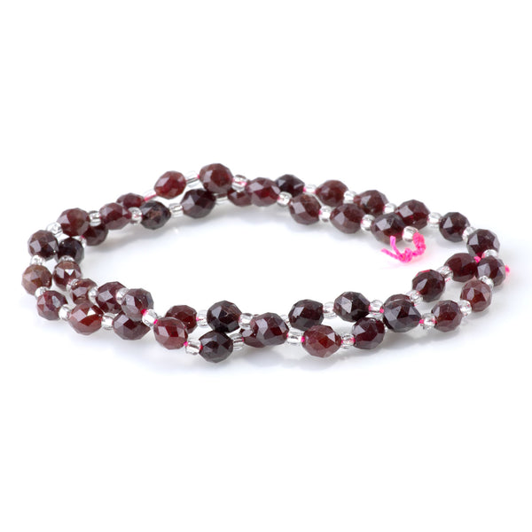 Red Garnet 4x6mm Triangle Cut Faceted Rice Bead - 15-16 Inch