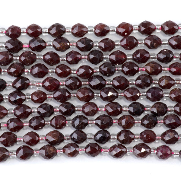 Red Garnet 4x6mm Triangle Cut Faceted Rice Bead - 15-16 Inch