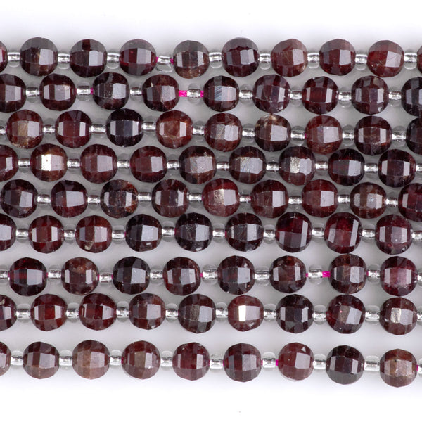 Red Garnet 6mm Faceted Lantern - 15-16 Inch