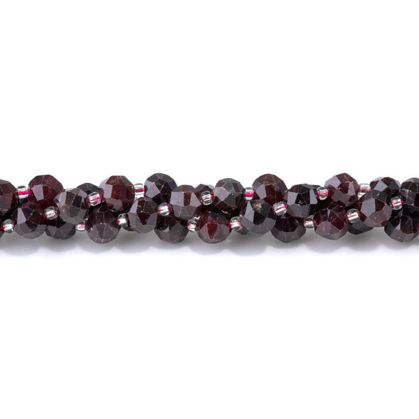 Red Garnet 7x8mm Faceted Round Nugget - 15-16 Inch