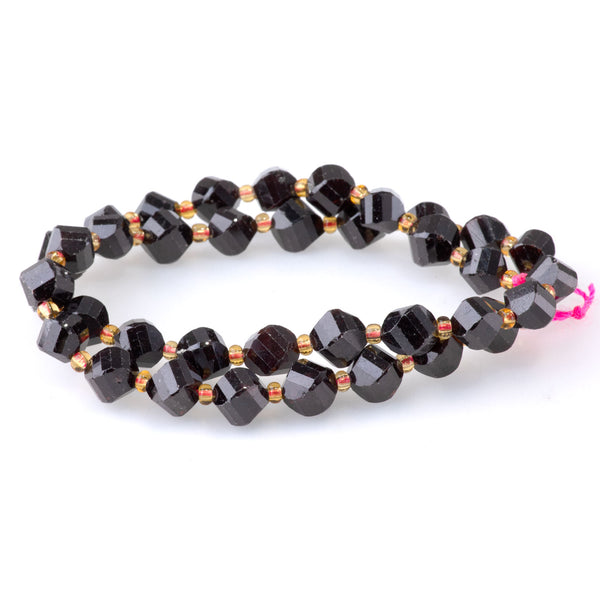 Red Garnet 7x8mm Faceted Swirl Oval - 15-16 Inch